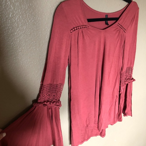 Lapis Rust Colored Bell Sleeve Top - Picture 3 of 5